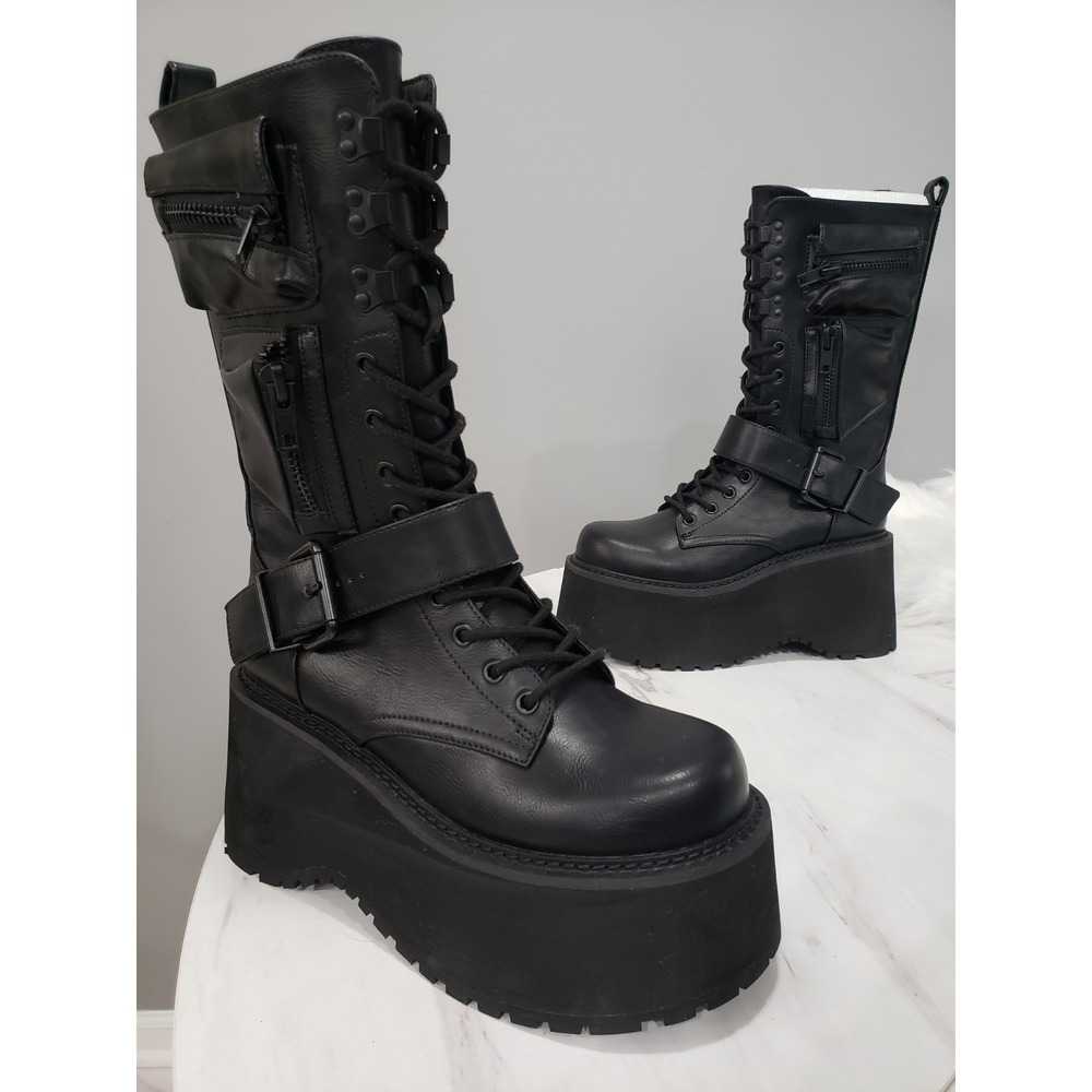 NEW NO BOX 9 Obsidian Pocket Platform boots dolls kill current mood gothic